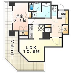 あべのグラントゥール 1LDKの間取図画像