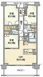 ザ・パークハウス 東戸塚レジデンス 7階3LDKの間取り