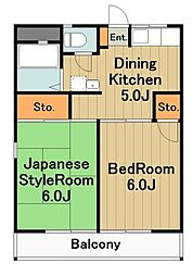 カーサ斉藤A 2DKの間取図画像