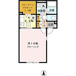 アメジスト西蒲田 1Kの間取図画像