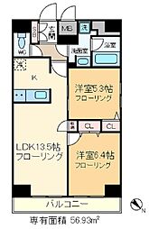 JR京浜東北・根岸線 王子駅 徒歩7分の賃貸マンション 10階2LDKの間取り