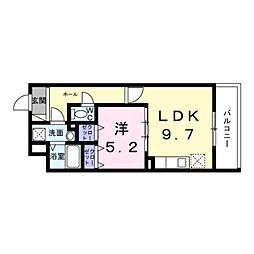 ウィングコート天王寺 1LDKの間取図画像