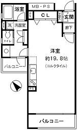 コリーヌ白銀 2階ワンルームの間取り