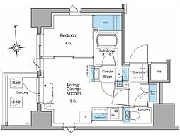 ルフォンプログレ田原町 4階1LDKの間取り