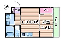 PISTA山田東 1LDKの間取図画像