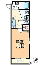 アイ・クレール 3階1Kの間取り