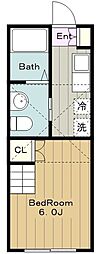 サウステラス 1Kの間取図画像