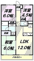 コスモ拝島 2階3LDKの間取り
