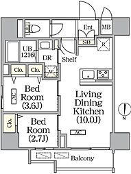 ボアビスタ上野御徒町 2LDKの間取図画像