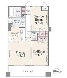 CITY PLACE AYASE 4階1SLDKの間取り