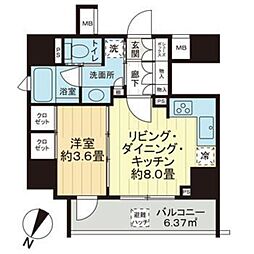 シティインデックス千代田神保町 1LDKの間取図画像