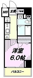 レジディア国立 1Kの間取図画像