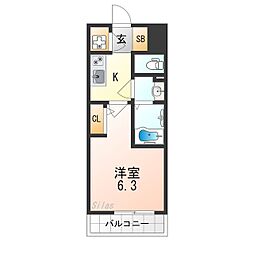 ESLEADRESIDENCE大阪天王寺 1Kの間取図画像