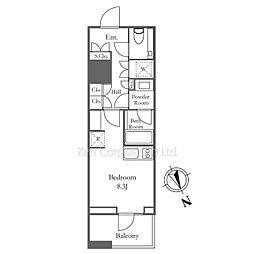 三田ガーデンヒルズ NORTH HILL ワンルームの間取図画像