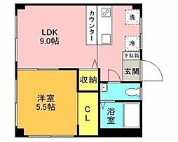 深沢コーポ 4階1LDKの間取り