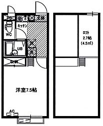 メインシティガーデン新井弐番館 1Kの間取図画像