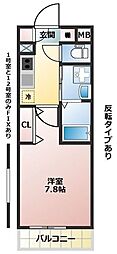 所沢市東所沢和田1丁目アパート 1Kの間取図画像