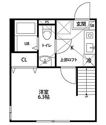 グリーンパーク 1Kの間取図画像