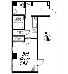 ライズ吉祥寺 2階ワンルームの間取り