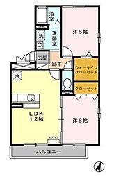 ガーデンパレス 3階2LDKの間取り