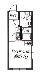 プラチナフォルム大井町EAST 3階1Kの間取り