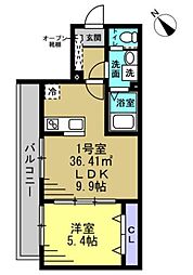 Eriu 1LDKの間取図画像