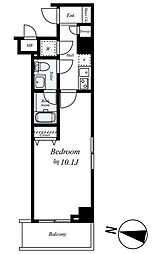 アリュージュ西国立 3階1Kの間取り