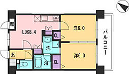 コンダクト福岡東 2LDKの間取図画像