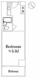 コルム目黒不動前 ワンルームの間取図画像