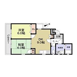 諏訪ノ森OMパレス 2DKの間取図画像