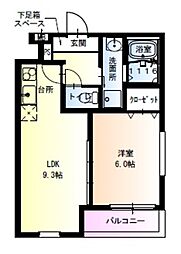 Osaka Metro今里筋線 瑞光四丁目駅 徒歩12分の賃貸アパート 1階1LDKの間取り