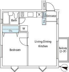 恕庵南麻布 1階1LDKの間取り