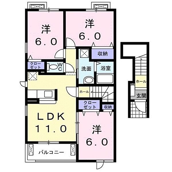 シャン・ド・フルールB 201｜神奈川県横浜市青葉区桂台２丁目(賃貸アパート3LDK・2階・68.03㎡)の写真 その2