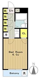 アヴァンセ南大沢 4階1Kの間取り