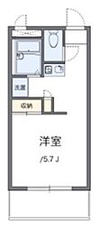 レオパレスコーポテラダ 2階1Kの間取り