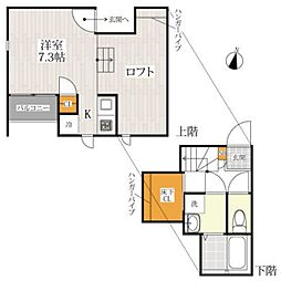 ＣＢ琴平ソレイユ 2階1Kの間取り