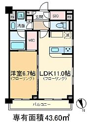 パークアクシス駒込HILLTOP 4階1LDKの間取り