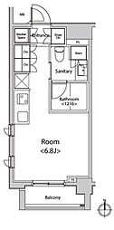 カスタリア菊川 ワンルームの間取図画像