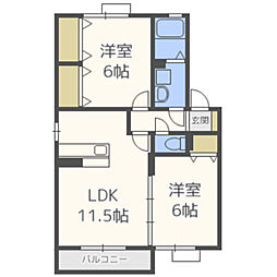 プロスタンスC 2LDKの間取図画像