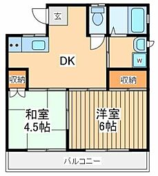 メゾンフルヤ1 2階2DKの間取り