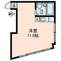 練馬錦ハイム 2階ワンルームの間取り