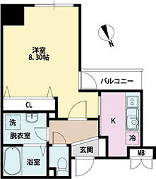 POWERHOUSE大師 1Kの間取図画像