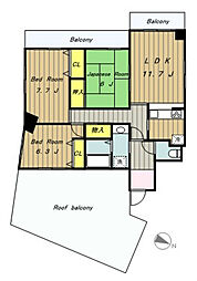 龍生堂橋本ビル 6階3LDKの間取り