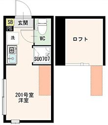 アイオライト 2階ワンルームの間取り
