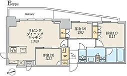 クレストコート北千住レジデンス 3LDKの間取図画像