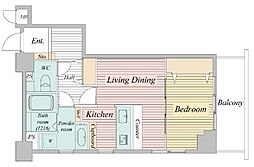 芝公園アパートメント 202 2階1LDKの間取り
