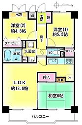 ロイヤルシーダ 2階3LDKの間取り