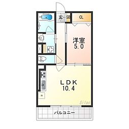 シュピア・メゾン油小路 2階1LDKの間取り