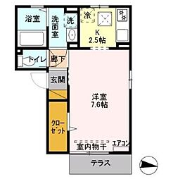 カーサアリエッタ 1Kの間取図画像