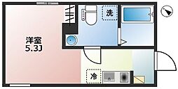 オアシス五反野 1階ワンルームの間取り